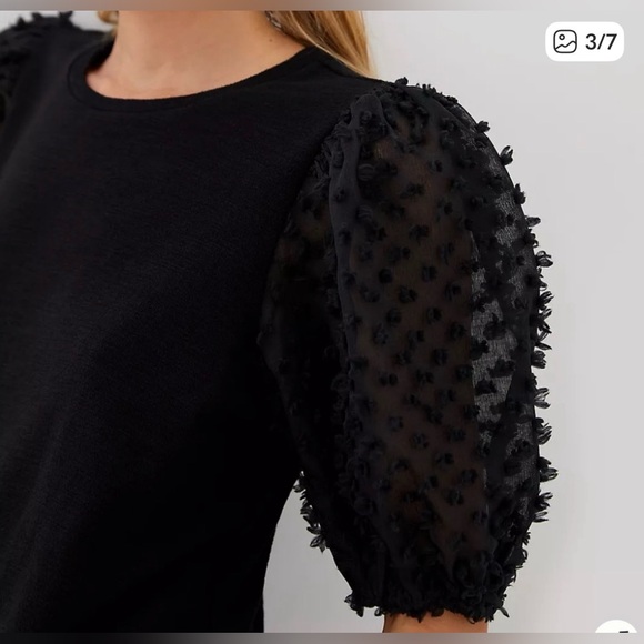 Anthropologie Maeve Woven Puff-Sleeve Top – Textured Statement Sleeve Small - Picture 2 of 6